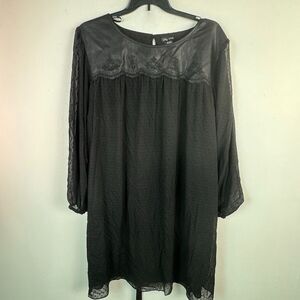 City Chic Womens Plus XXL 24 Black Pleather Paneling Knee Length Dress NWT BM70